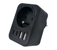 Duwi KAYAK 2x USB-A 2x USB-C 1 gniazdo Czarny
