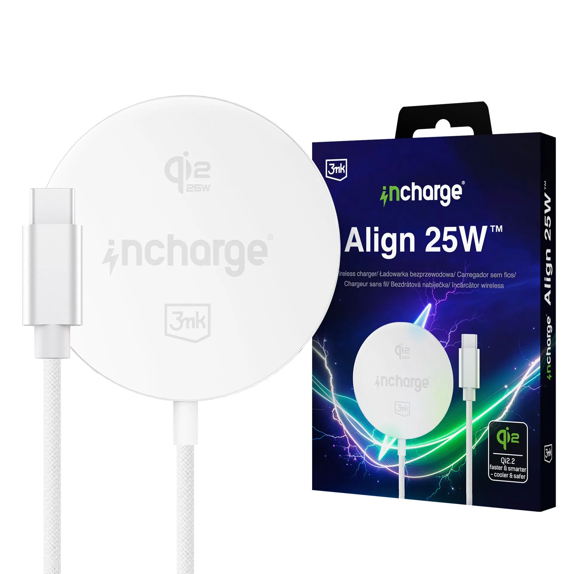 Ładowarka indukcyjna 3mk incharge Align 25W do Android Biały