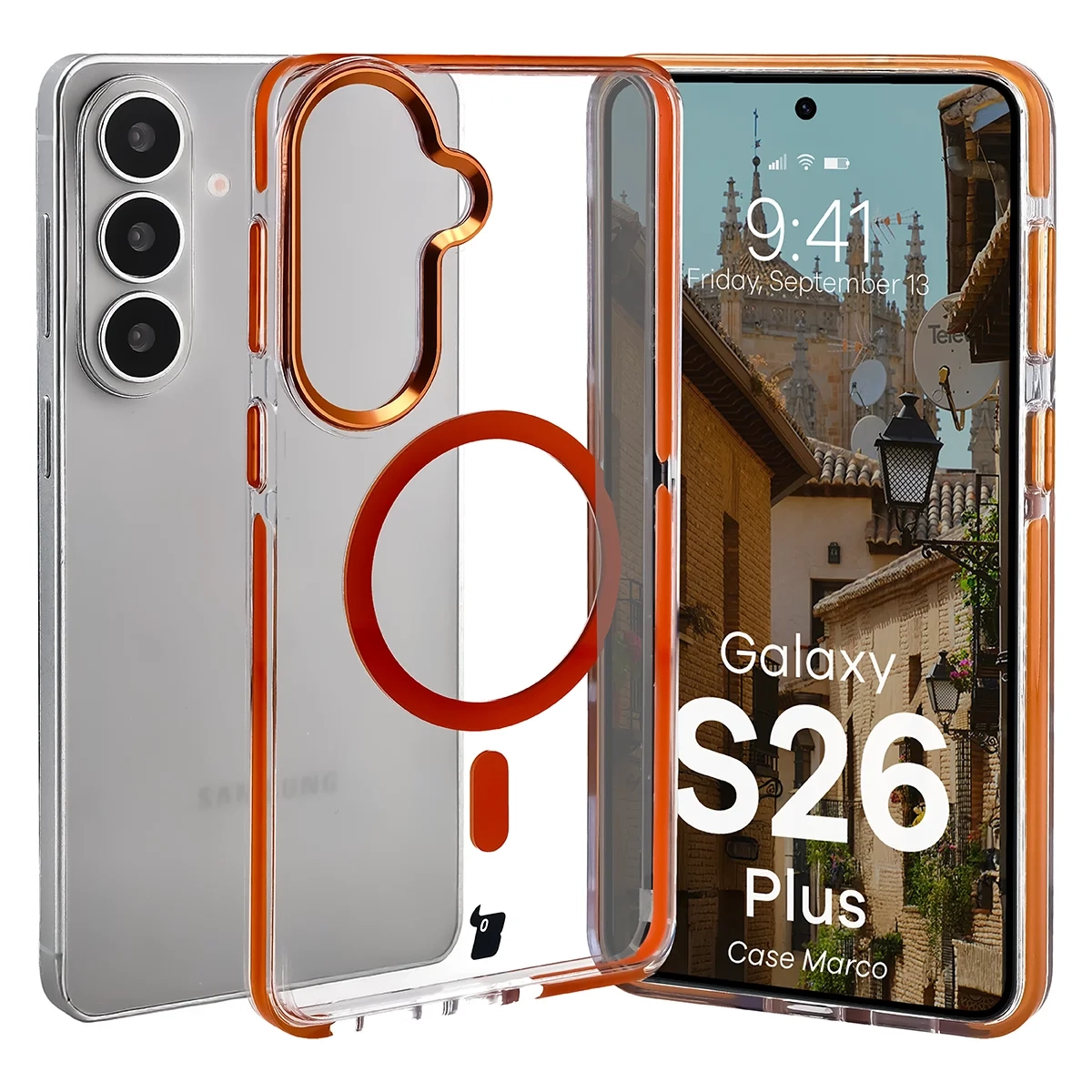 Etui Bizon Case Marco do Galaxy S26 Plus Pomarańczowy