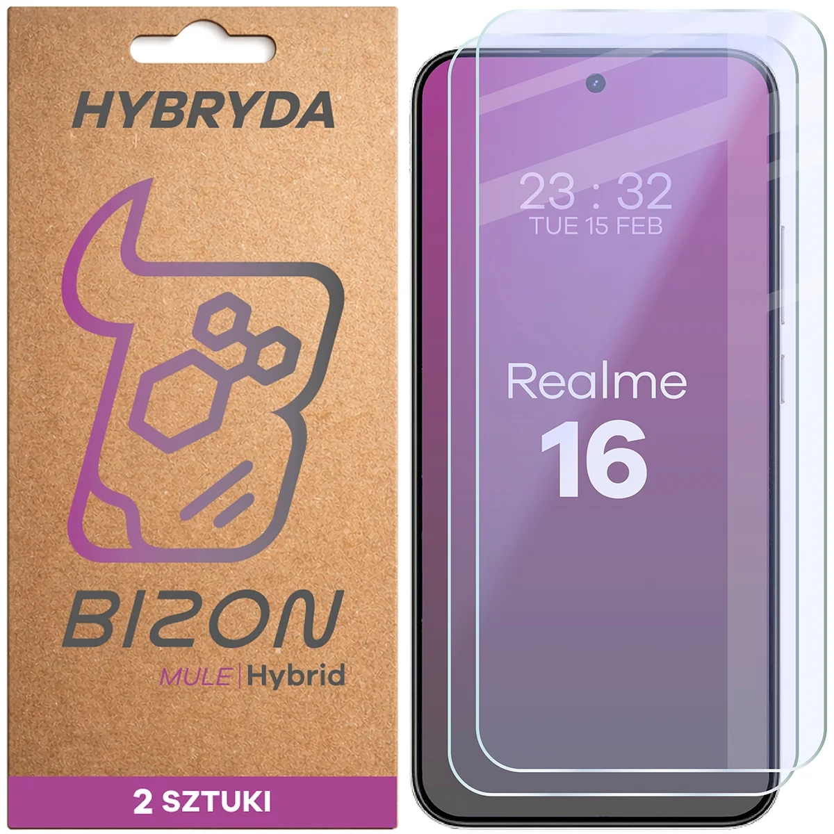Szkło hybrydowe Bizon elastyczne Hybrid Mule Duo do Realme 16 5G 2 sztuki