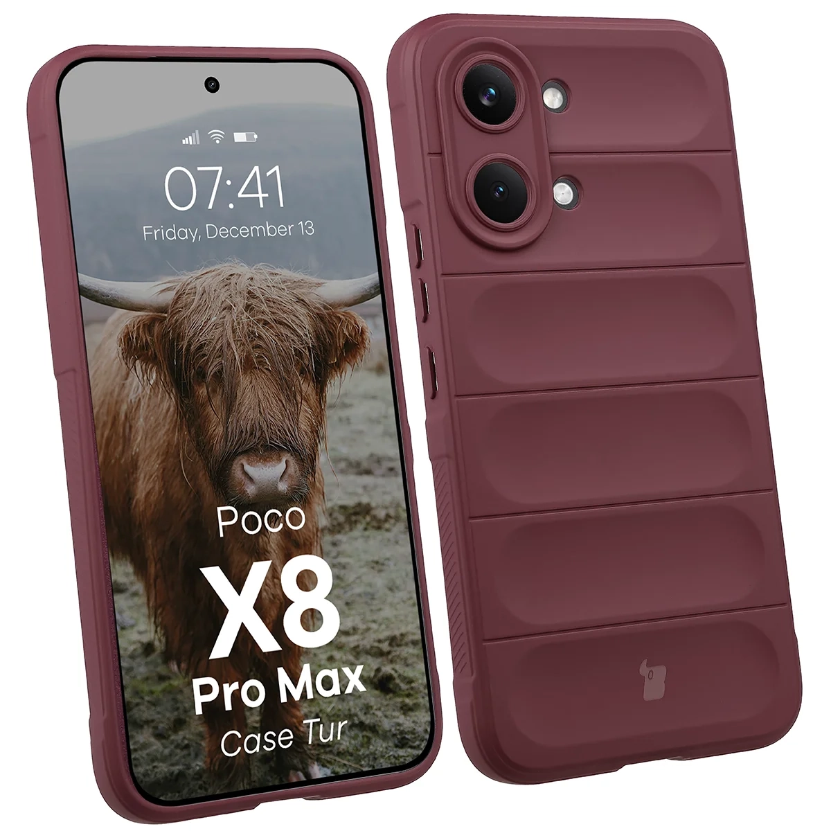 Etui Bizon Case Tur do Xiaomi POCO X8 Pro Max Ciemnofioletowy