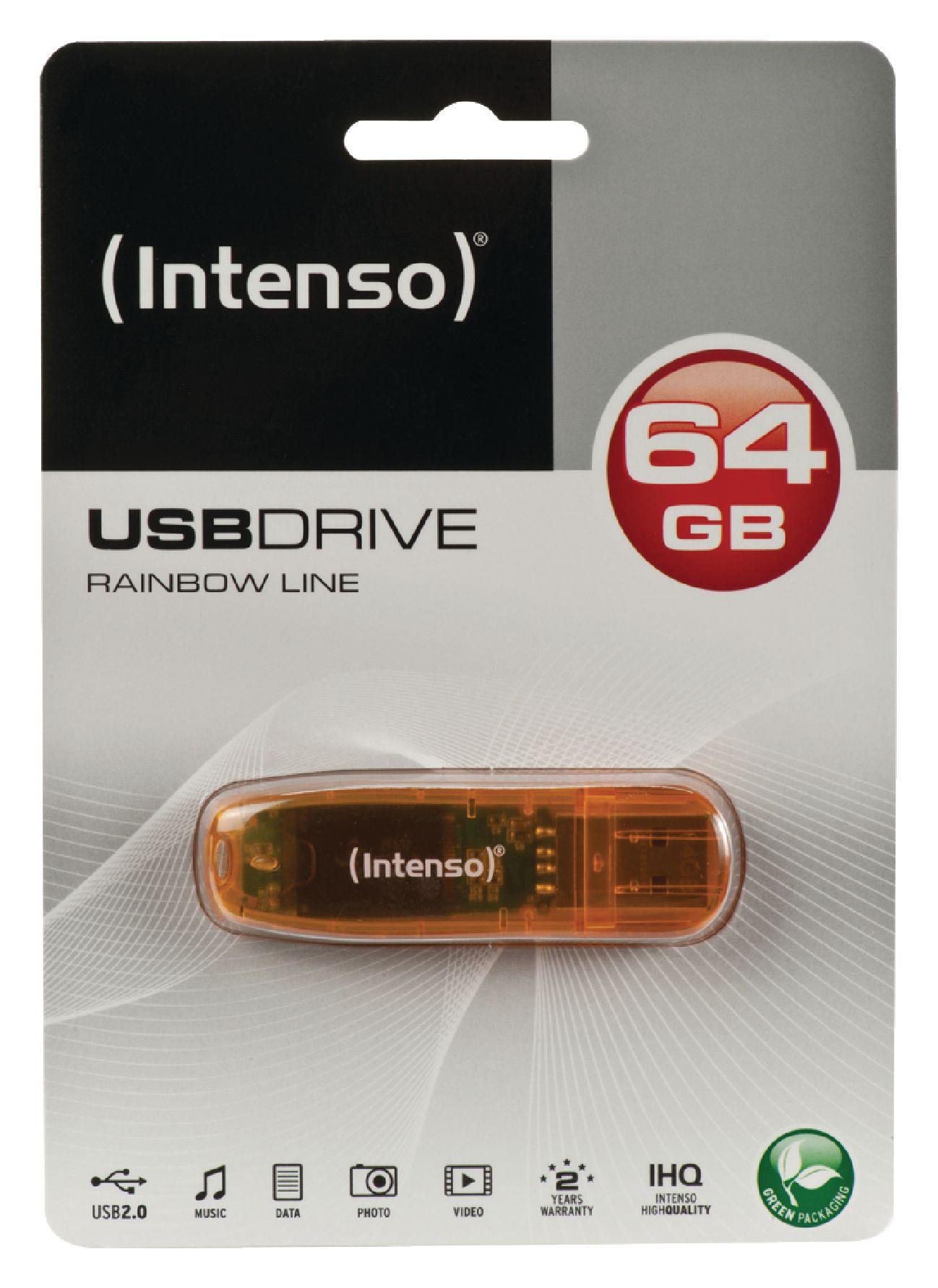 PenDrive Intenso Rainbow Line 64GB (pomarańczowy)