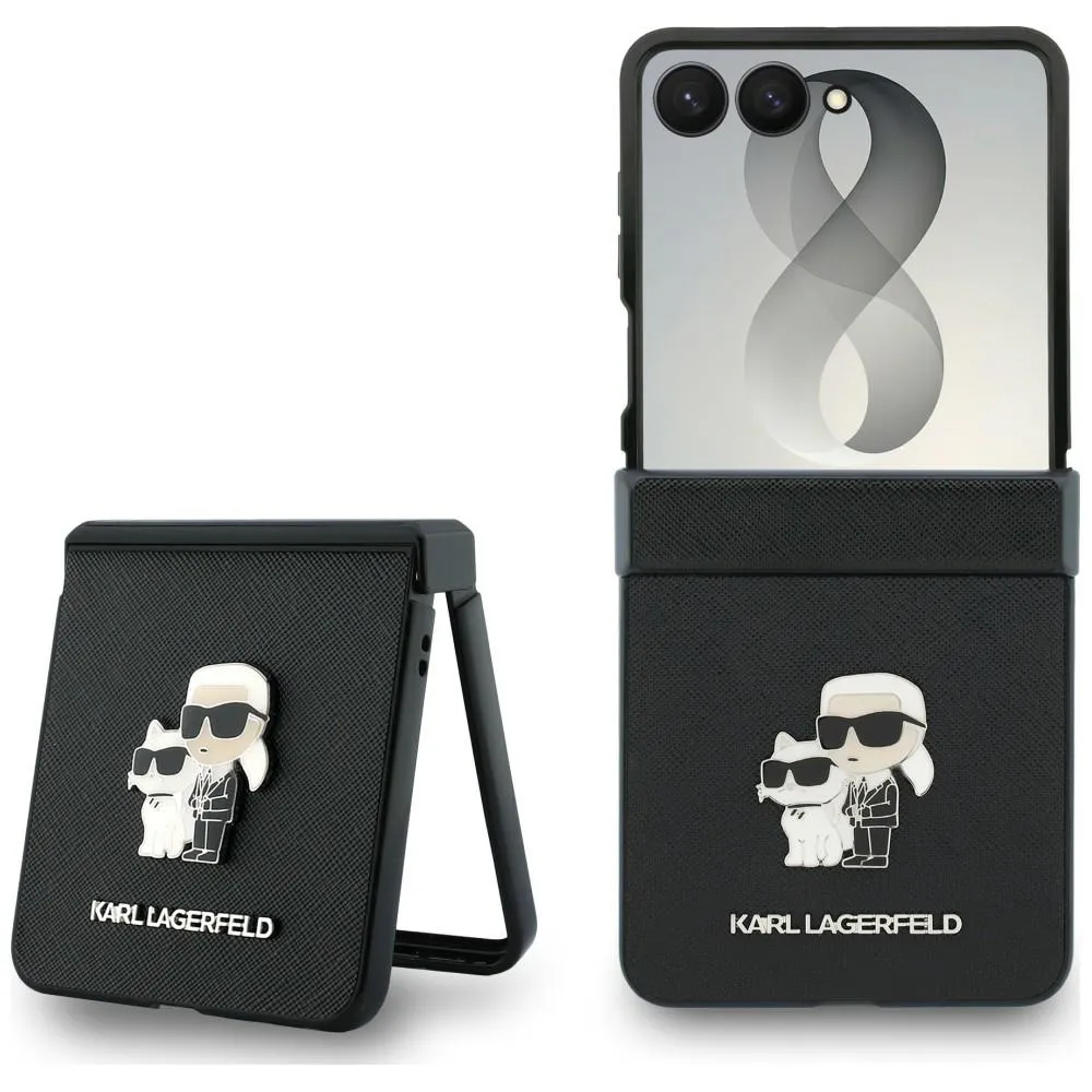 Etui Karl Lagerfeld Karl&Choupette Saffiano Pins do Galaxy Z Flip8 Czarny