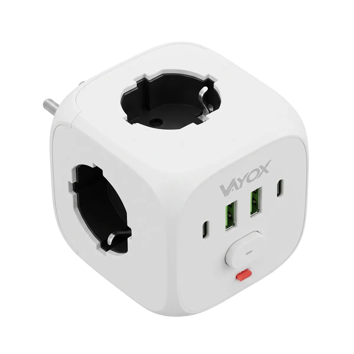 Kostka Vayox VA0472W 2x USB-A 2x USB-C 3 gniazda Biały