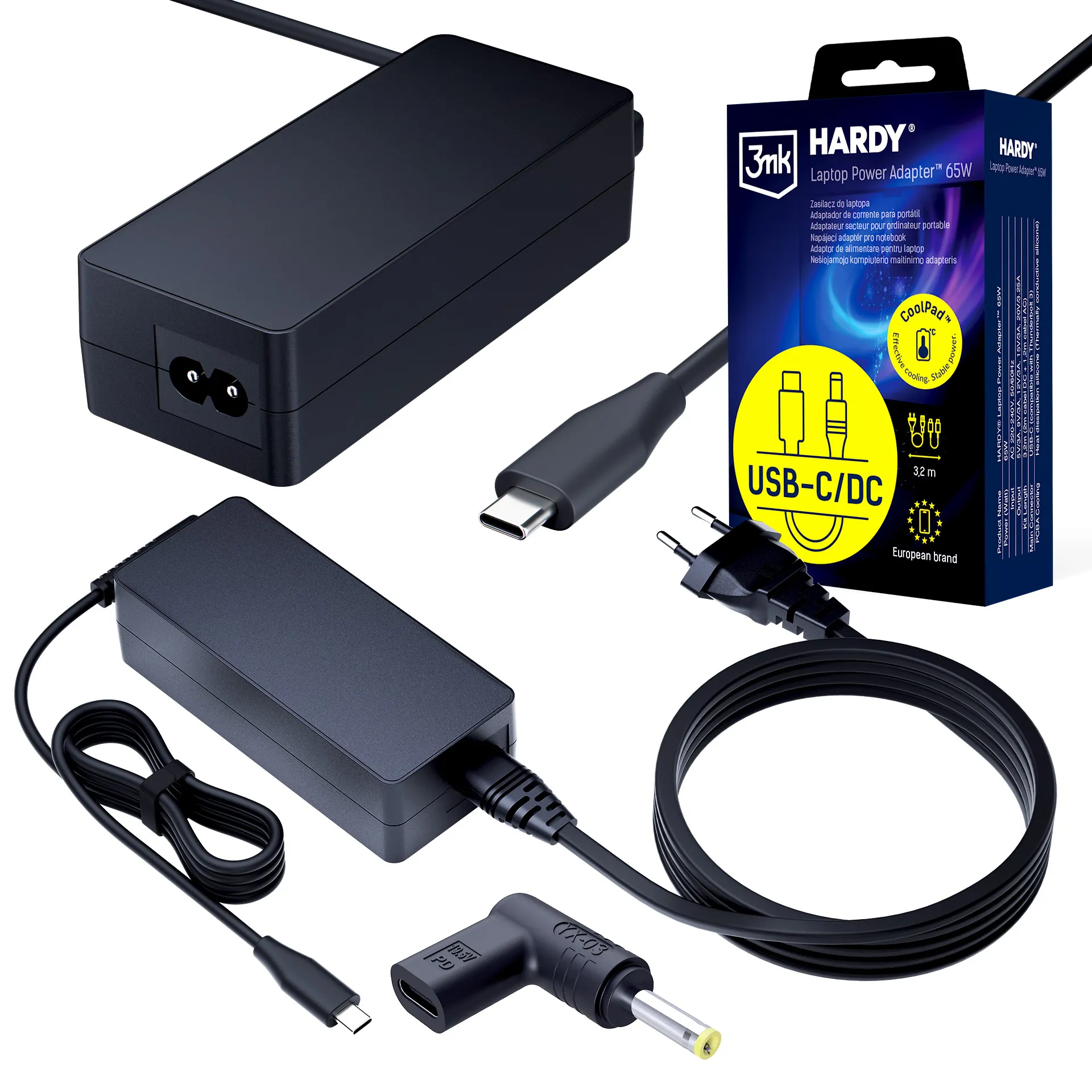 Zasilacz do laptopa 3mk Hardy Laptop Power Adapter do IBM/Lenovo/Huawei/HP/Asus/Acer/Toshiba 20V USB-C/DC 4.0x1.7mm
