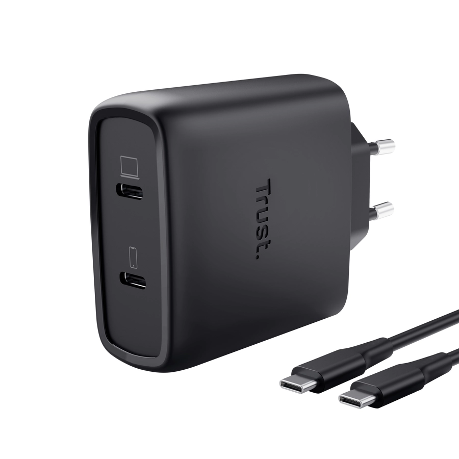 Zasilacz do laptopa Trust GaN 65W z 2 portami USB-C