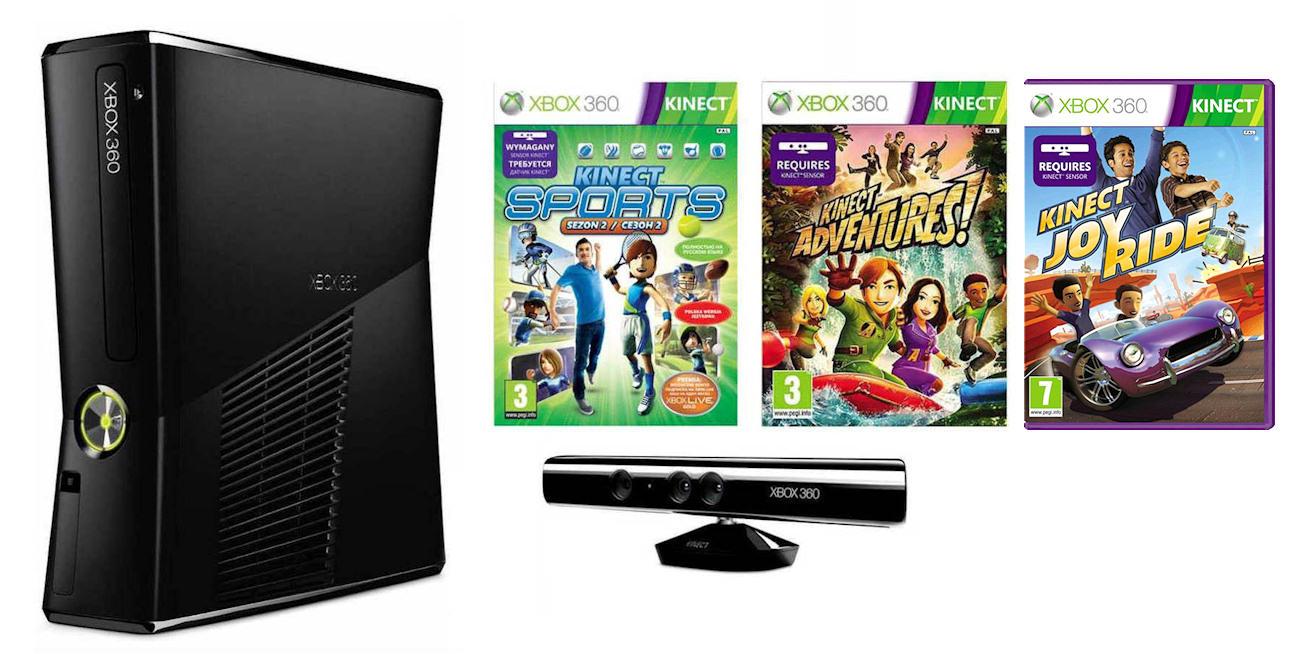 Konsola Xbox 360 4GB + Kinect + 3 gry