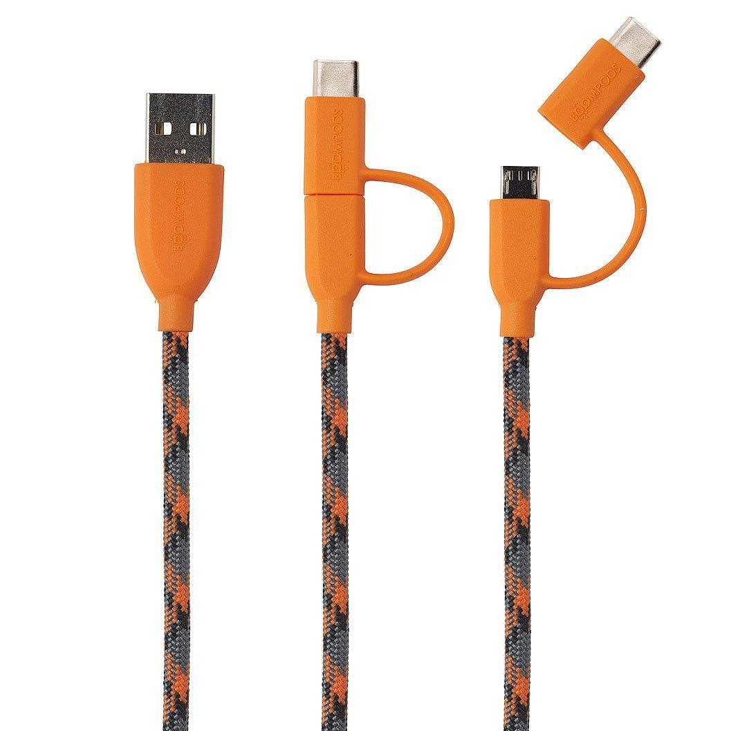Kabel Boompods DUSBCORA 2w1 microUSB+USB C (pomarańczowy)