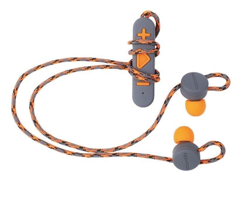Słuchawki bezprzewodowe Boompods Retrobuds (szaro-pomarańczowy)