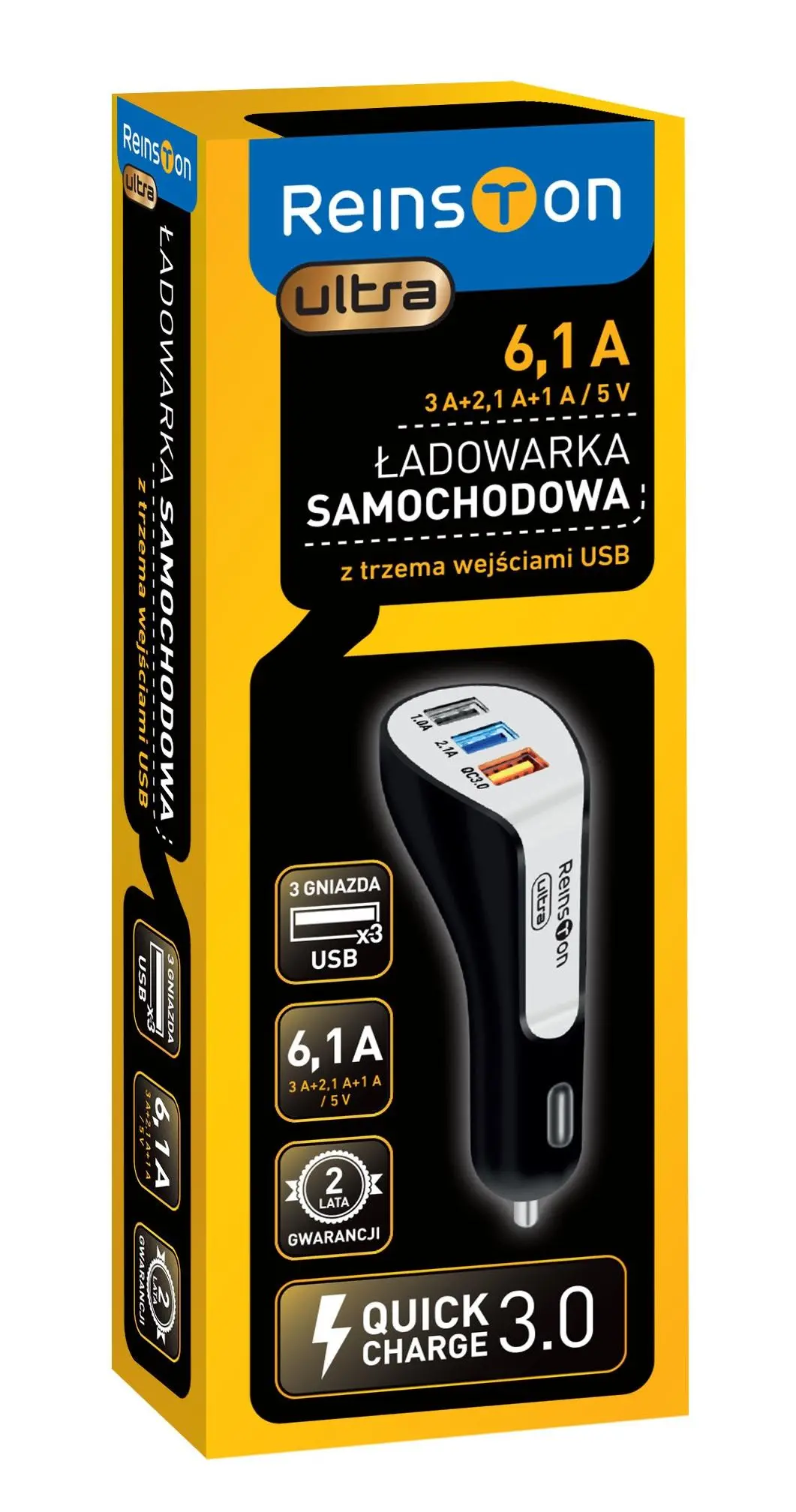 Ładowarka samochodowa Reinston ELSA10 Ultra Czarny