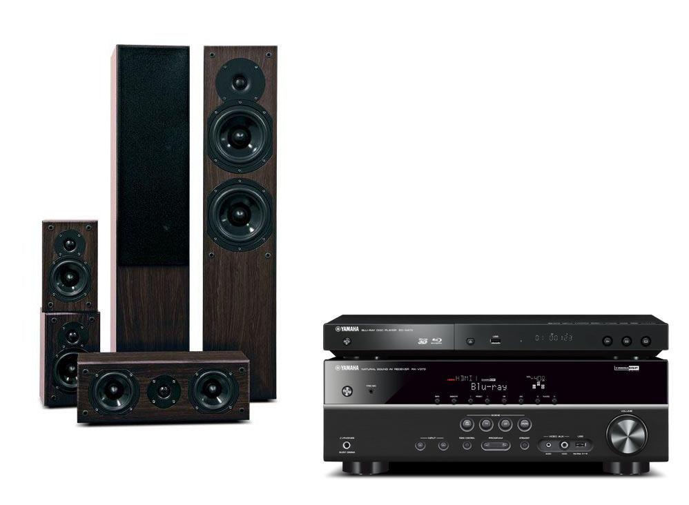 Zestaw kina Yamaha BD-S473B, RX-V373B, Prism Audio Onyx 100 (orzech)