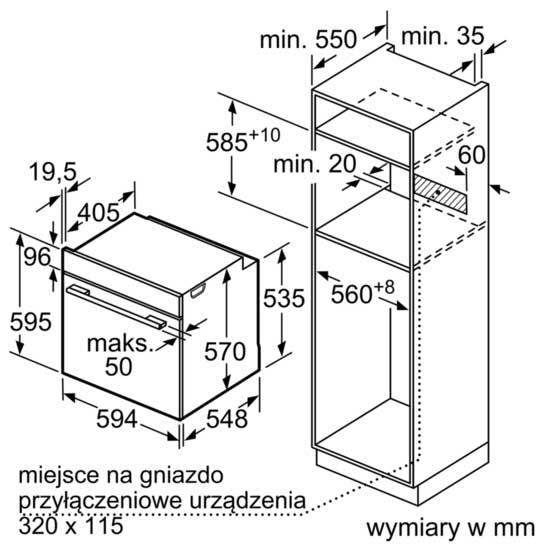 Piekarnik elektryczny Siemens iQ500 HB357G2S0 - termoobieg - prowadnice teleskopowe