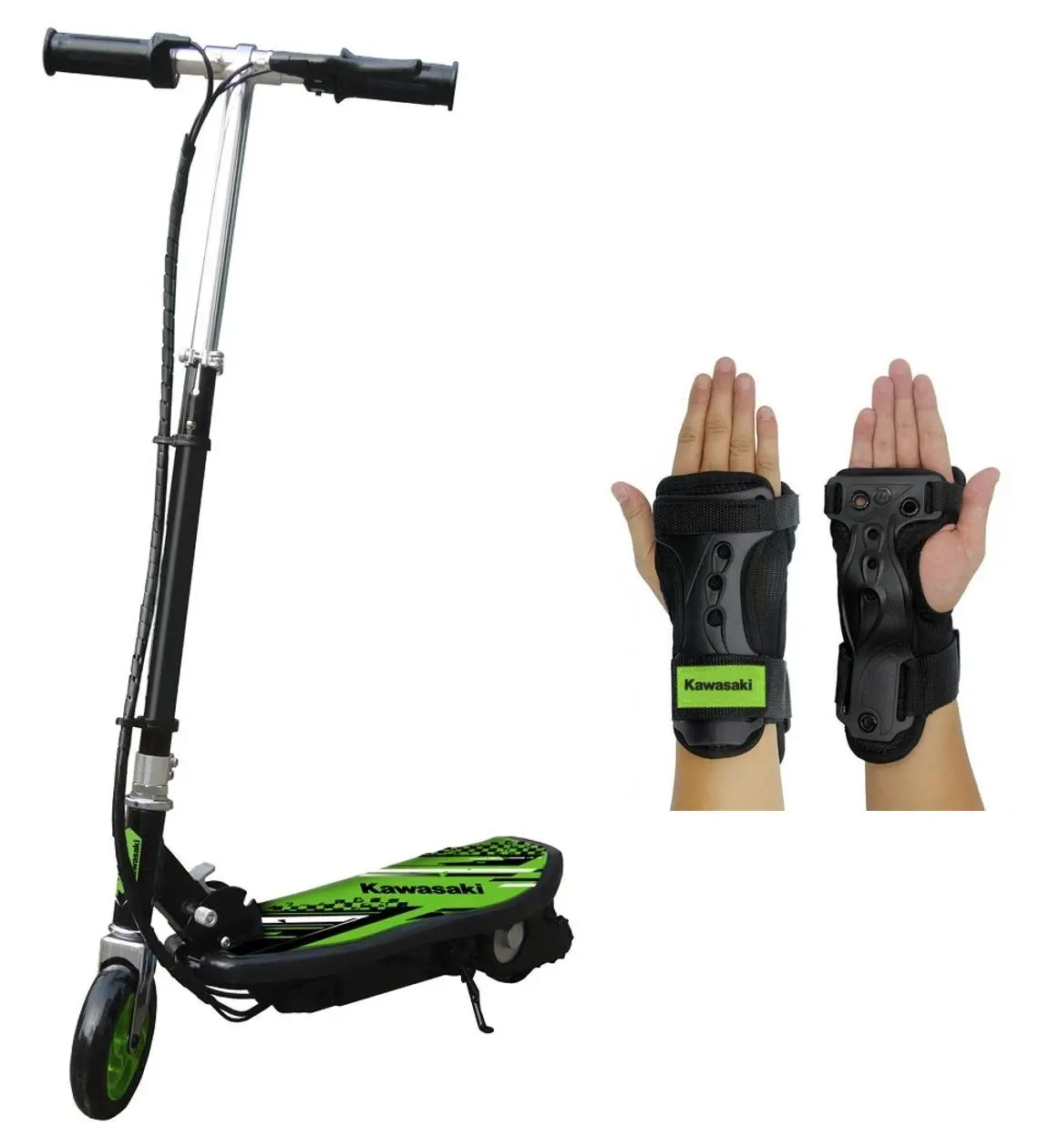 Hulajnoga elektryczna Kawasaki KX-FS5.5 + ochraniacze 120W 10km 5,5" Czarno-zielony