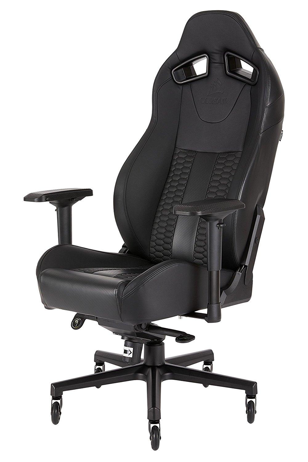 Fotel Corsair T2 Road Warrior - gamingowy - czarny - skóra ECO - do 136kg