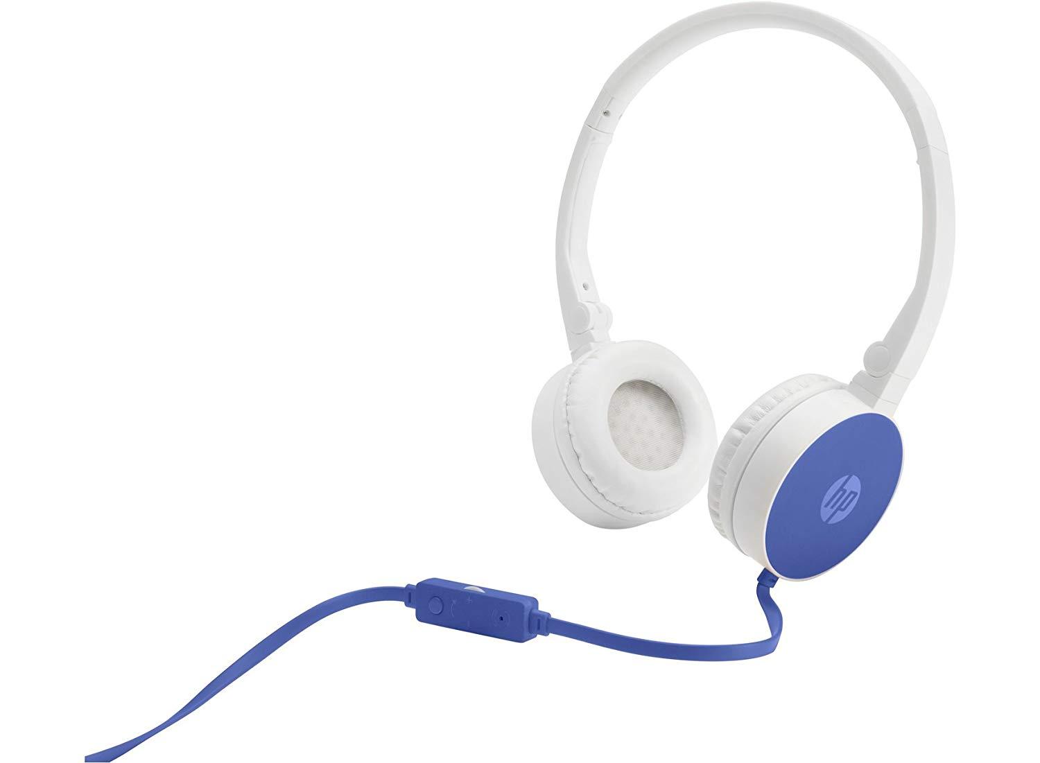 Słuchawki przewodowe z mikrofonem HP H2800 - biało-niebieskie
