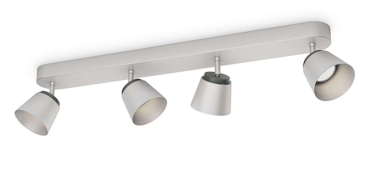 Philips Dender bar/tube nickel 4x4W 230V 53344/17/16