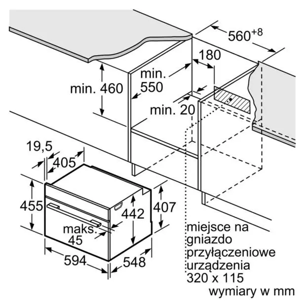 Piekarnik elektryczny parowy Bosch Serie 8 CSG656BS2 Termoobieg Srebrno-czarny