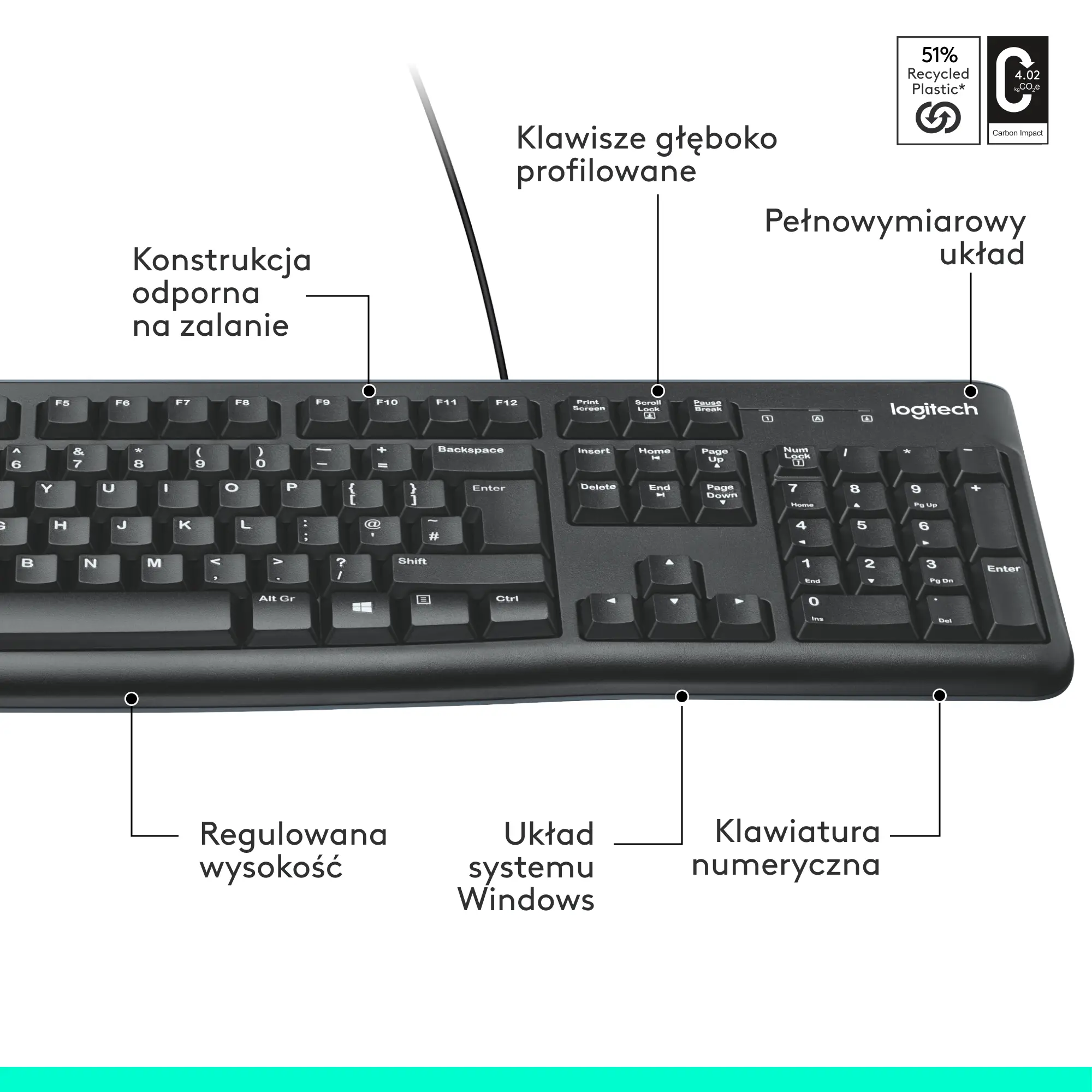 Klawiatura membranowa Logitech K120 Czarny