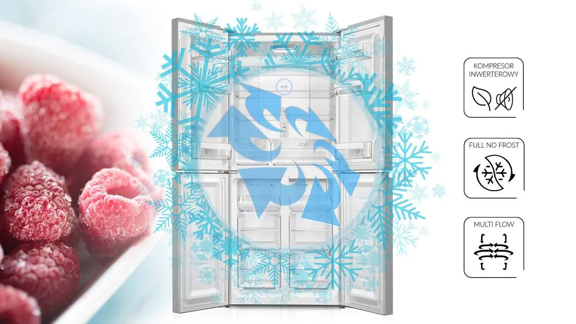 Lodówka MPM 434-SBF-04 Pełny No Frost 180cm Szuflada z kontrolą wilgotności Dark Inox
