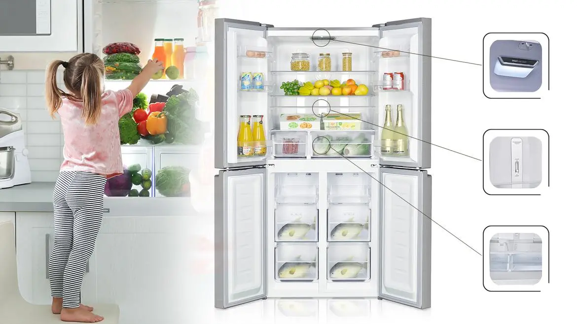 Lodówka MPM 434-SBF-04 Pełny No Frost 180cm Szuflada z kontrolą wilgotności Dark Inox