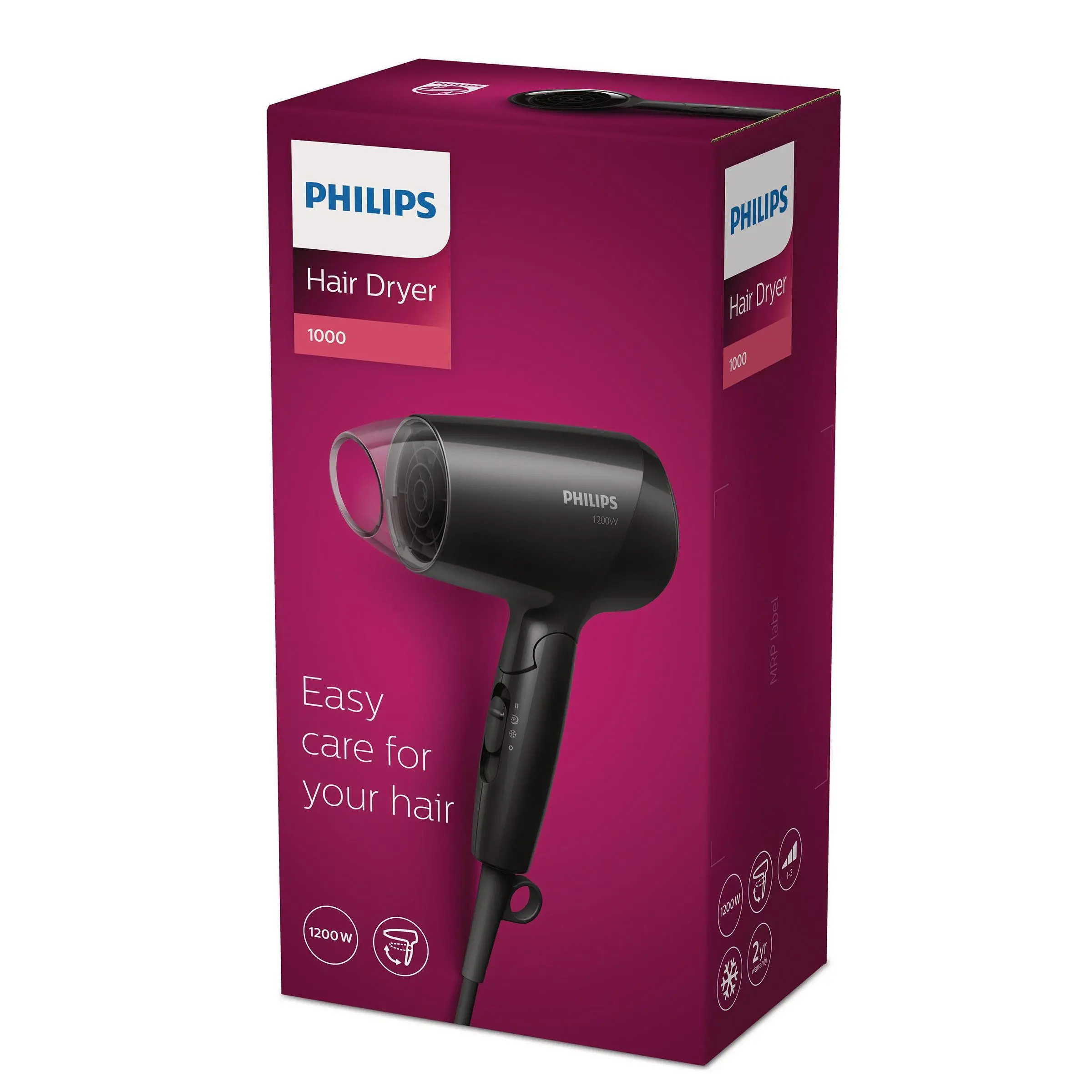 Suszarka do włosów Philips Essential Care BHC010/10 Zimny nawiew 1200W 2 prędkości