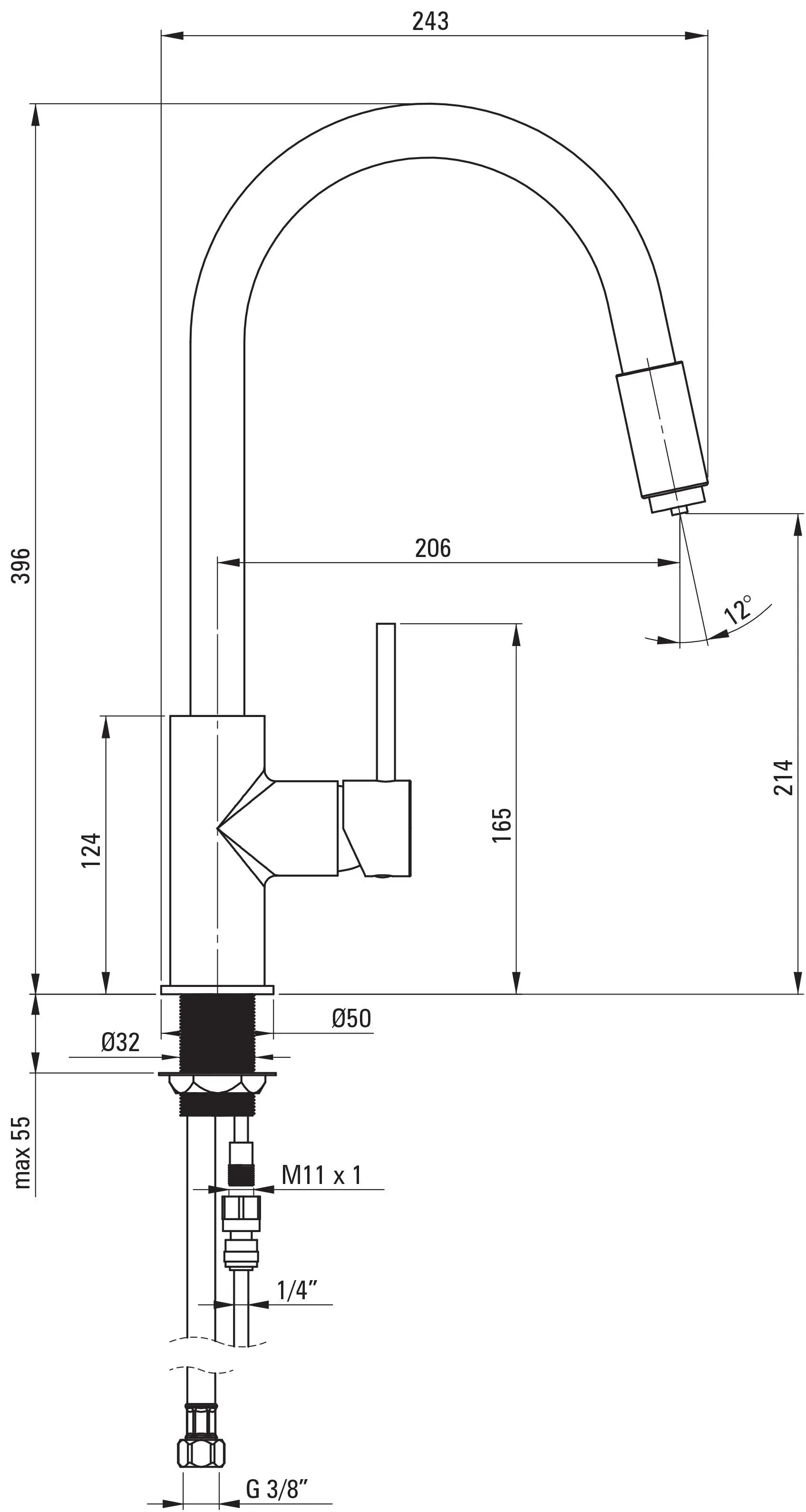 Bateria Deante Aster BCA B64M Czarny Mosiądz
