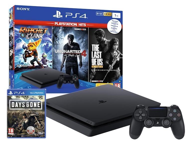 Konsola Sony PlayStation 4 Slim 1TB + Ratchet & Clank + Uncharted 4: Kres Złodzieja + The Last of Us Remastered + Days Gone
