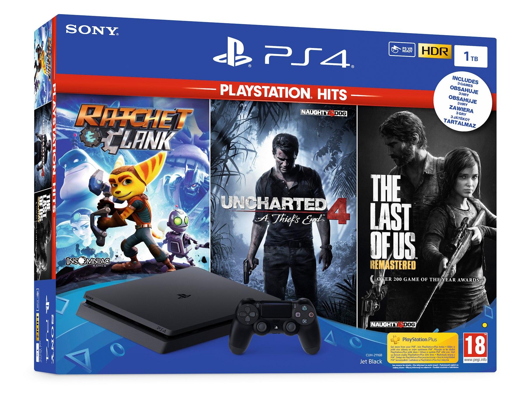 Konsola Sony PlayStation 4 Slim 1TB + Ratchet & Clank + Uncharted 4: Kres Złodzieja + The Last of Us Remastered + Days Gone