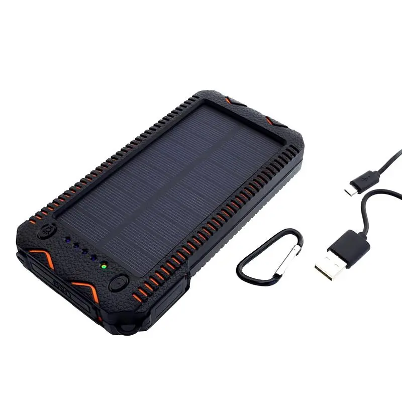 Powerbank solarny PowerNeed S12000Y 12000mAh Czarno-pomarańczowy