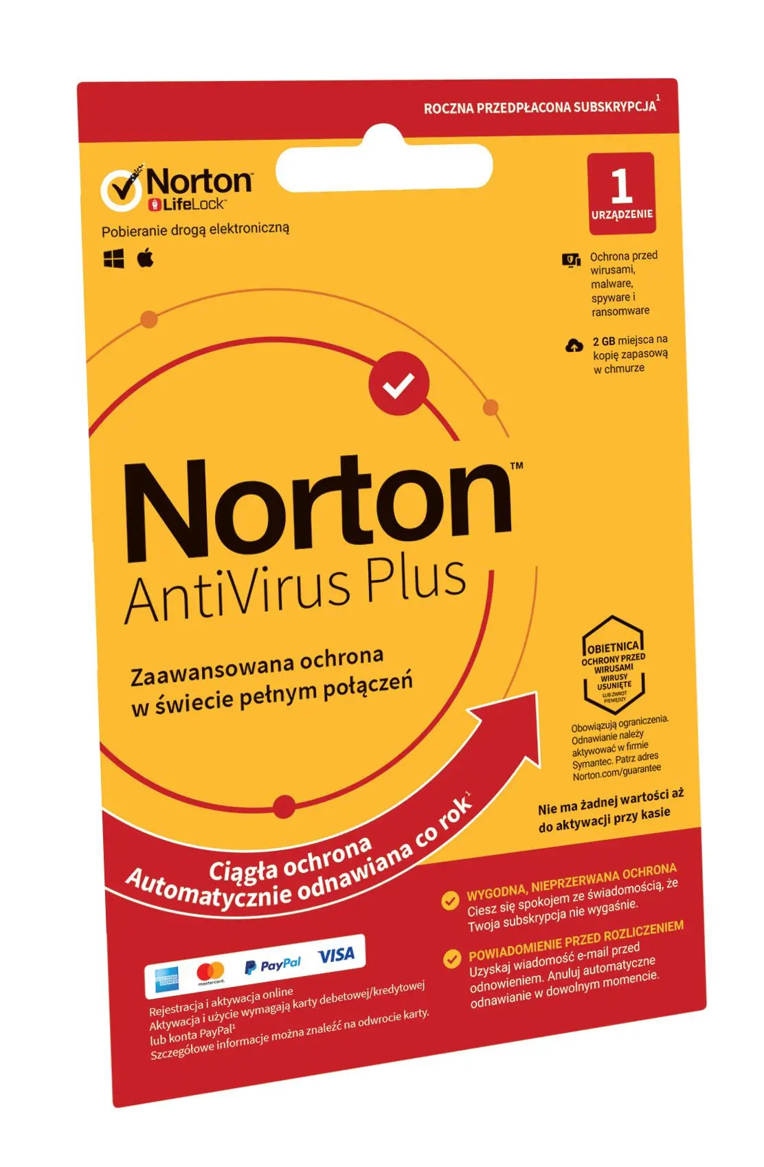 Antywirus Norton AntiVirus Plus 2GB 1 Urządzenie/1 Rok Kod aktywacyjny