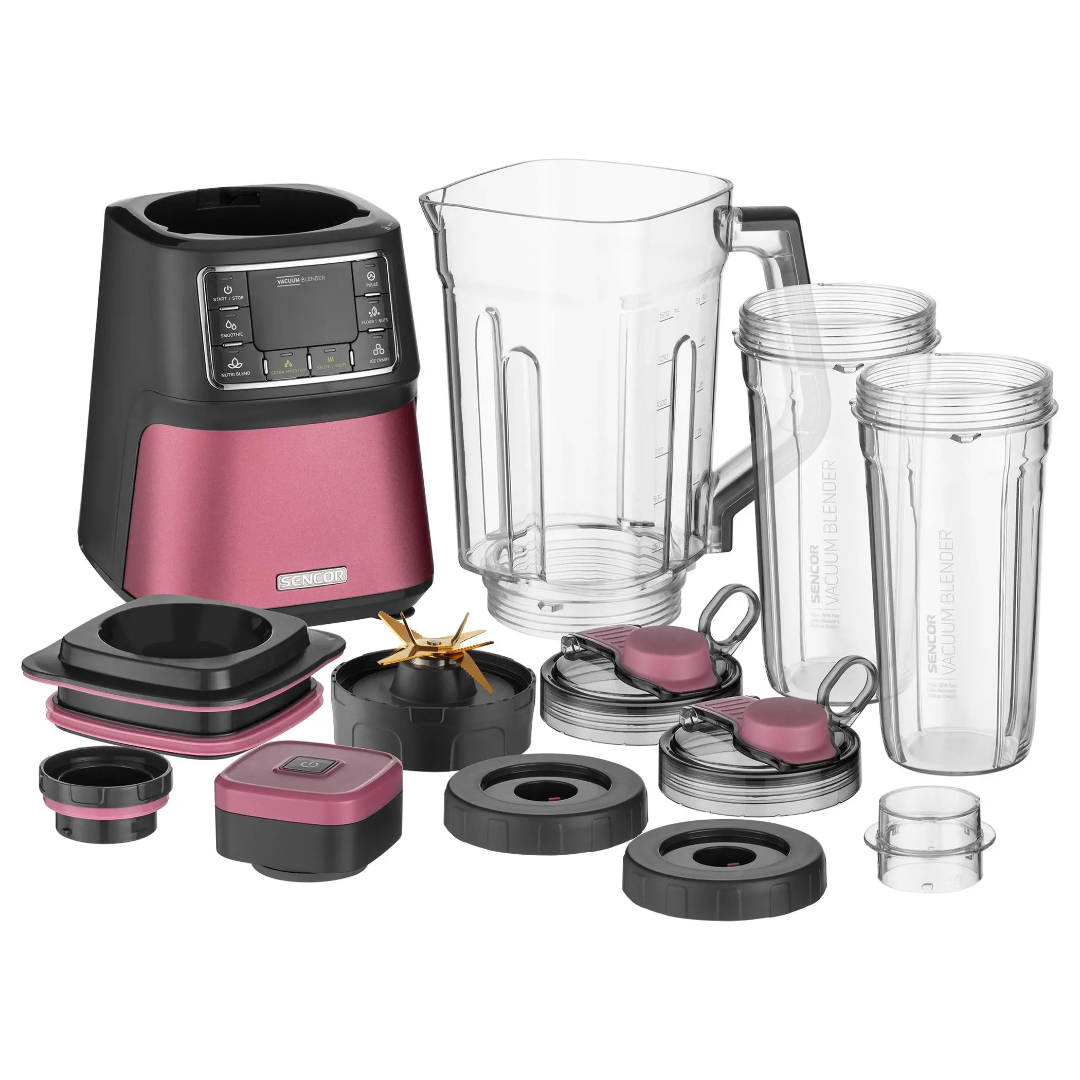 Blender kielichowy Sencor SBU 7874RD 1,5l 2 butelki Jednostka wytwarzająca próżnię