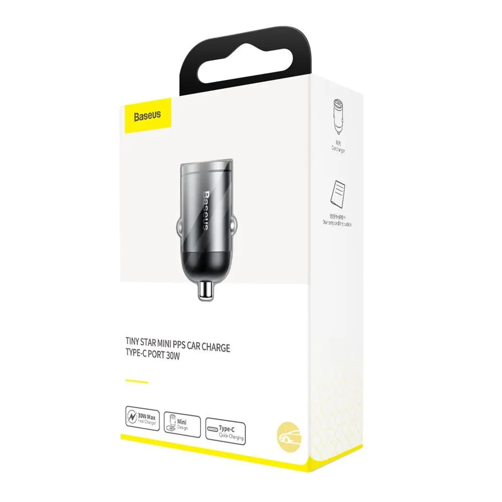 Ładowarka samochodowa Baseus VCHX-B0G Tiny Star Mini PPS 1USB typ-C 30W Szary