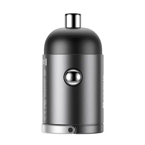 Ładowarka samochodowa Baseus VCHX-B0G Tiny Star Mini PPS 1USB typ-C 30W Szary