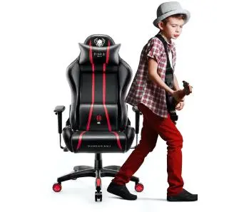 Fotel Diablo Chairs X-One 2.0 Kids Size Dla dzieci do 160kg Skóra ECO Tkanina Czarno-czerwony