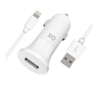 Ładowarka samochodowa Xqisit ładowarka USB 2.4A (biały) + kabel Lightning