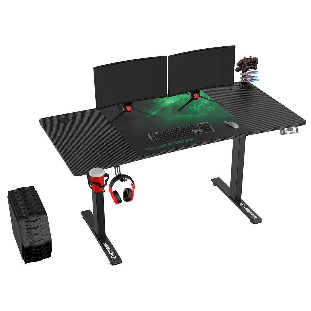Biurko Ultradesk LEVEL V2 140cm Regulacja wysokości Czarno-zielony