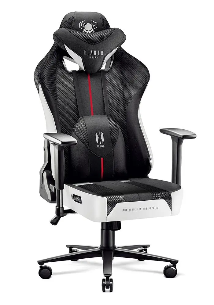 Fotel Diablo Chairs X-Player 2.0 King Size Gamingowy do 160kg Skóra ECO Tkanina Czarno-biały