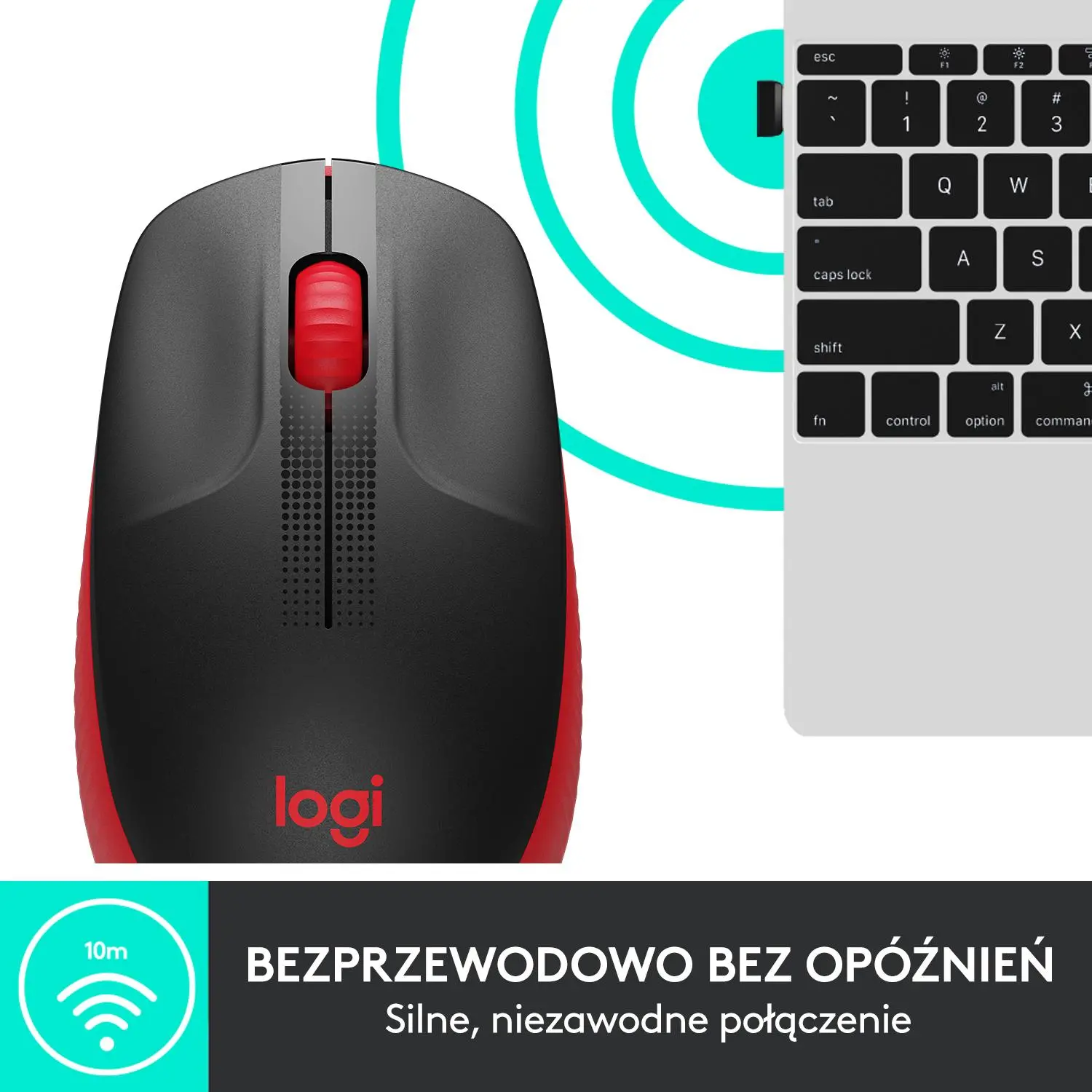 Myszka Logitech M190 Czarno-czerwony