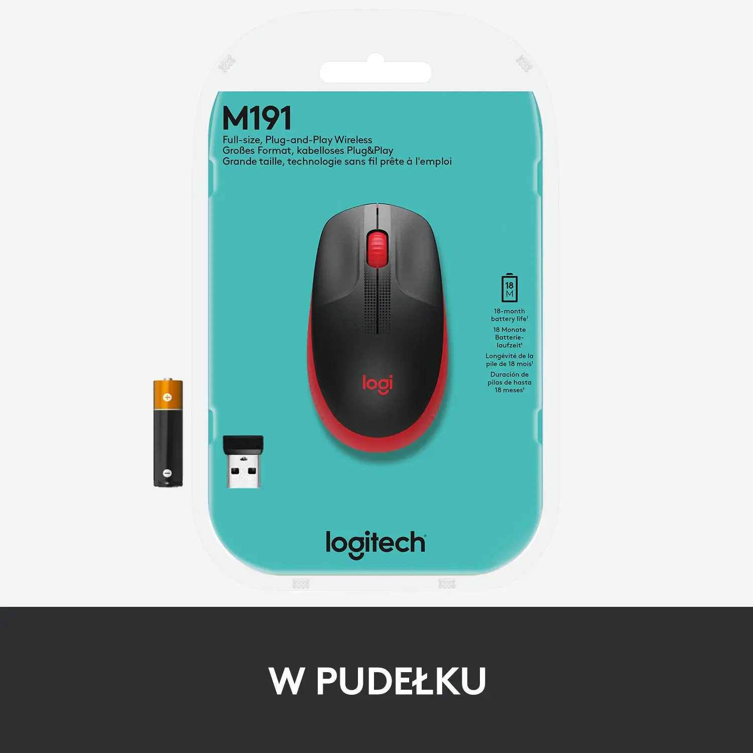 Myszka Logitech M190 Czarno-czerwony