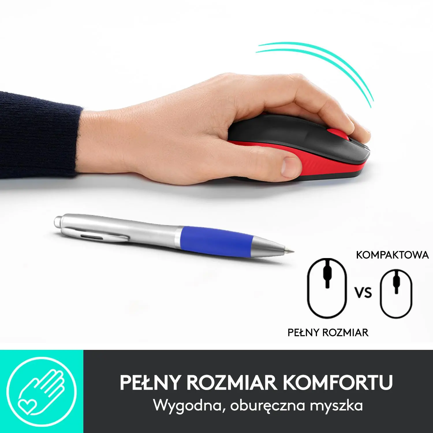 Myszka Logitech M190 Czarno-czerwony