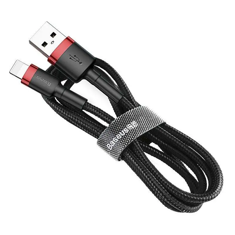 Kabel Baseus Lightning USB Cafule 2,4A 1m Czarno-czerwony
