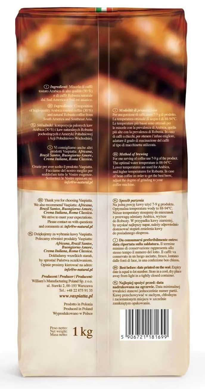 Kawa ziarnista Vaspiatta Crema Speciale 1kg