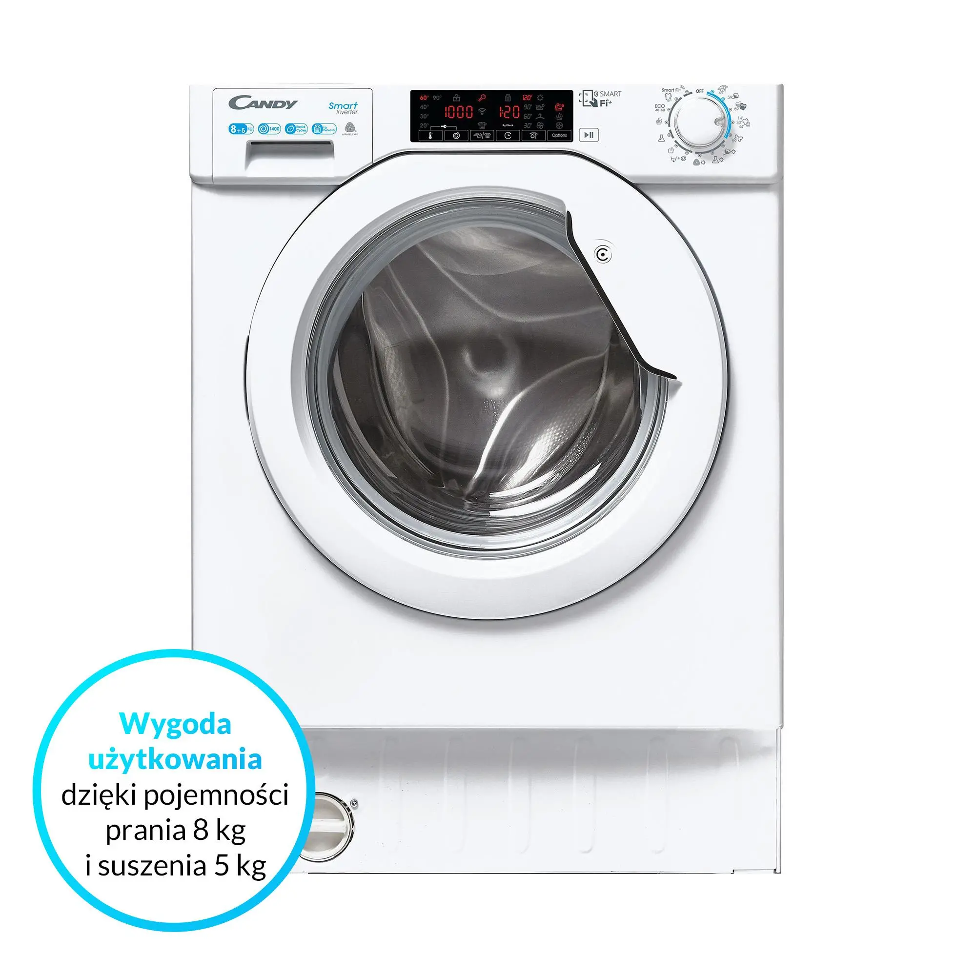 Pralko-suszarka Candy Smart Inverter CBDO485TWME1S 8kg/5kg Zdalne sterowanie