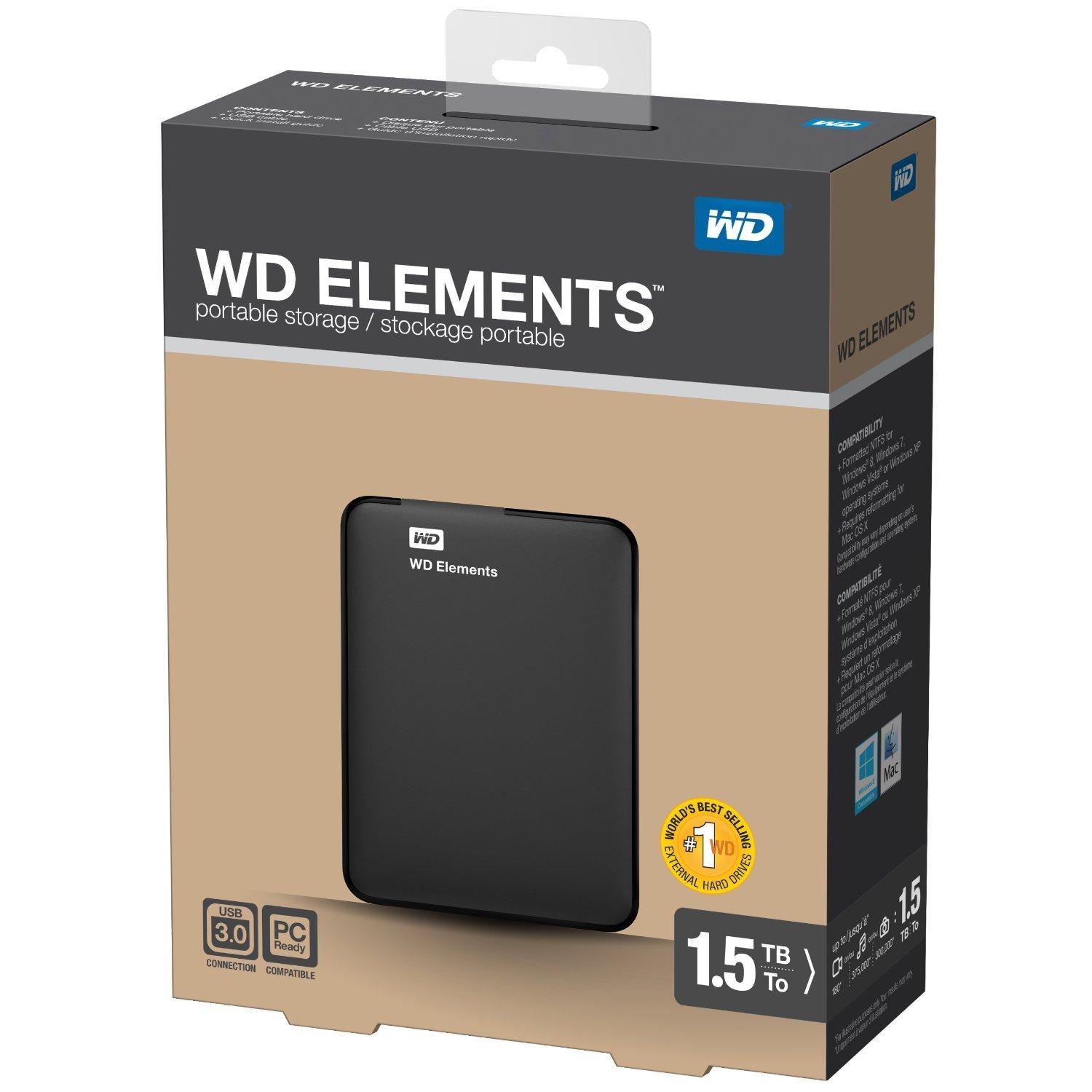 Dysk WD Elements Portable 1,5TB USB 3.0 (czarny)