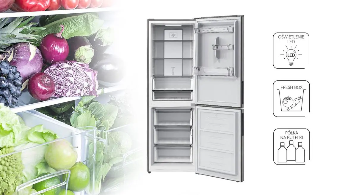 Lodówka MPM 357-FF-30/AA Pełny No Frost 185cm Komora świeżości Dark Inox