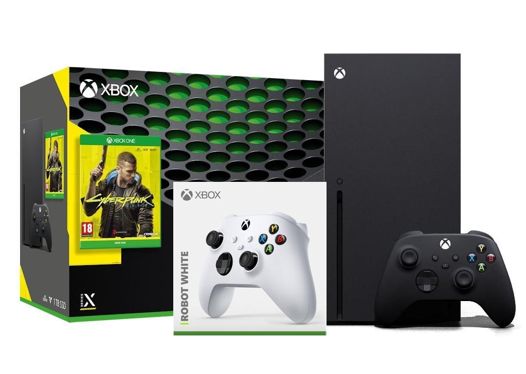 Konsola Xbox Series X + Cyberpunk 2077 + dodatkowy pad (biały)