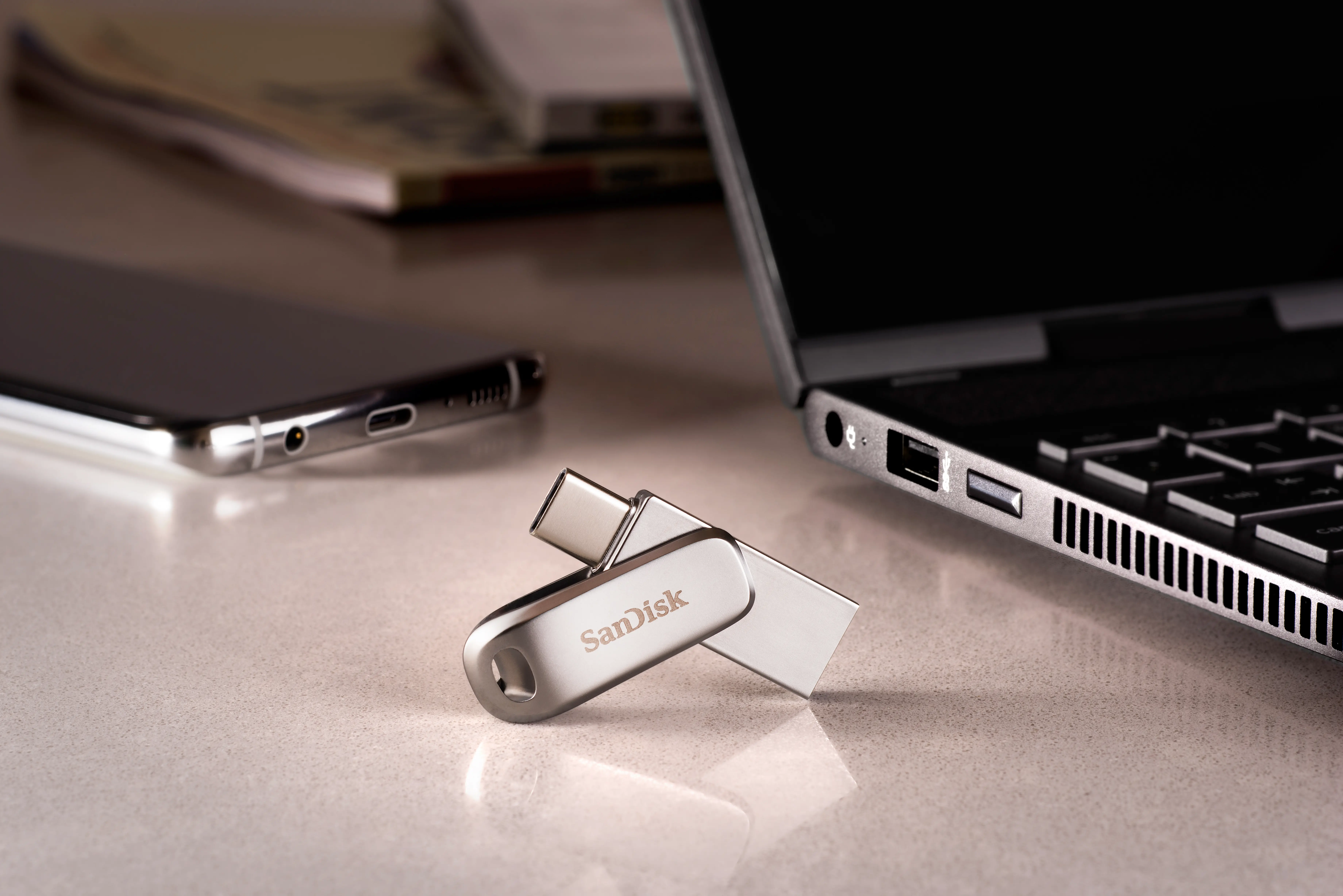 PenDrive SanDisk Ultra Dual Drive Luxe 1TB USB Typ C / USB 3.0 Srebrny