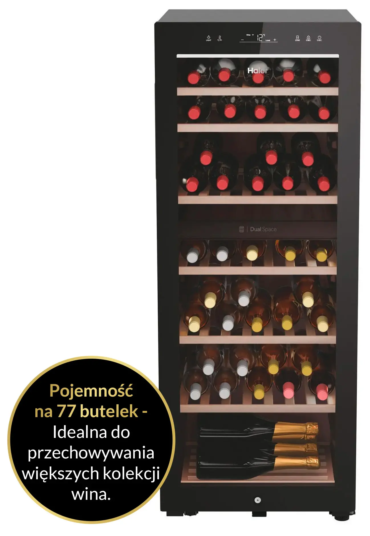 Chłodziarka do wina Haier HWS77GDAU1 77 miejsc na butelki