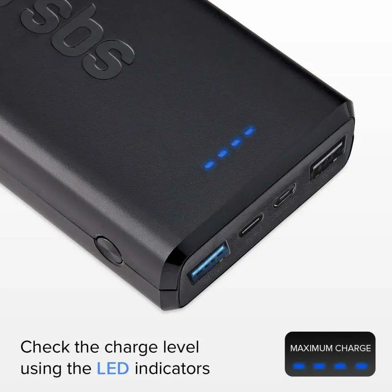 Powerbank SBS TTBB20000FASTK 20000mAh USB-C + micro USB 10W Czarny