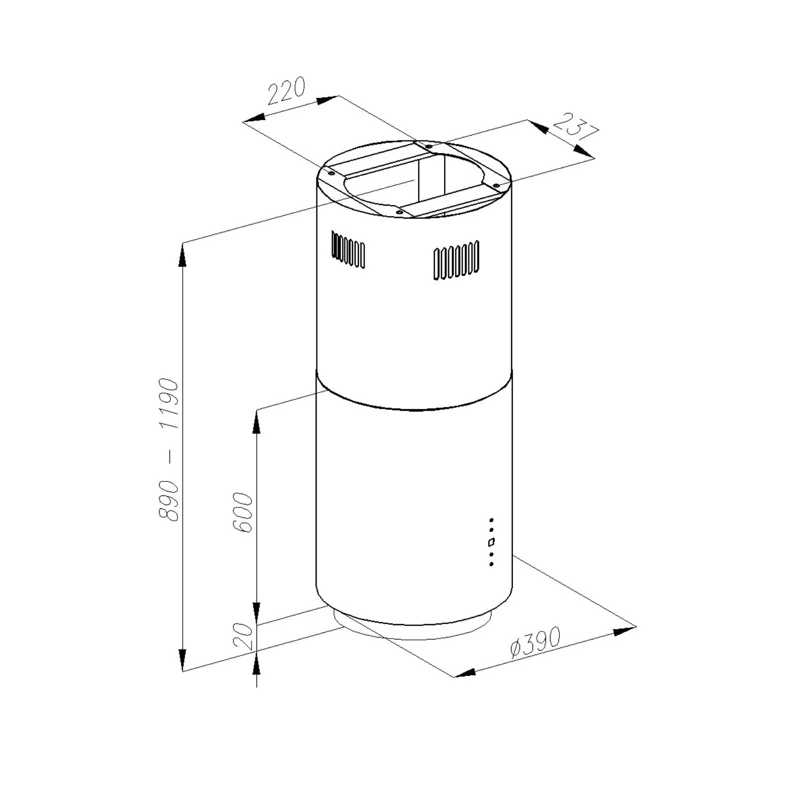Okap VDB Cylindra W Biały